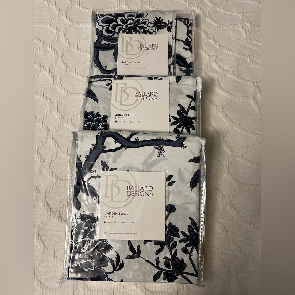 Ballard Designs Jardin Toile Indigo Euro Shams